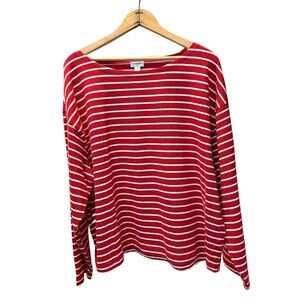 J. Crew Red and White Striped Long Sleeve Tee